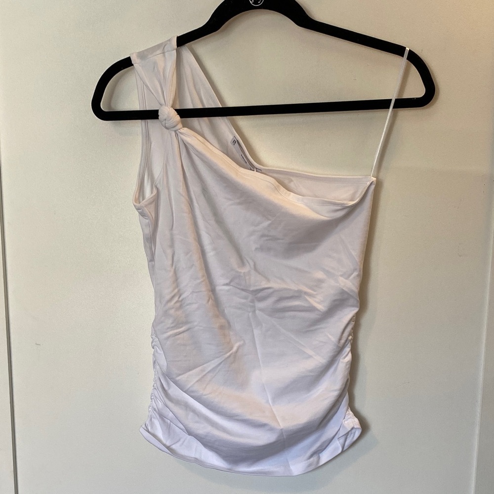 Women's One-Shoulder Knot Tank Top - White